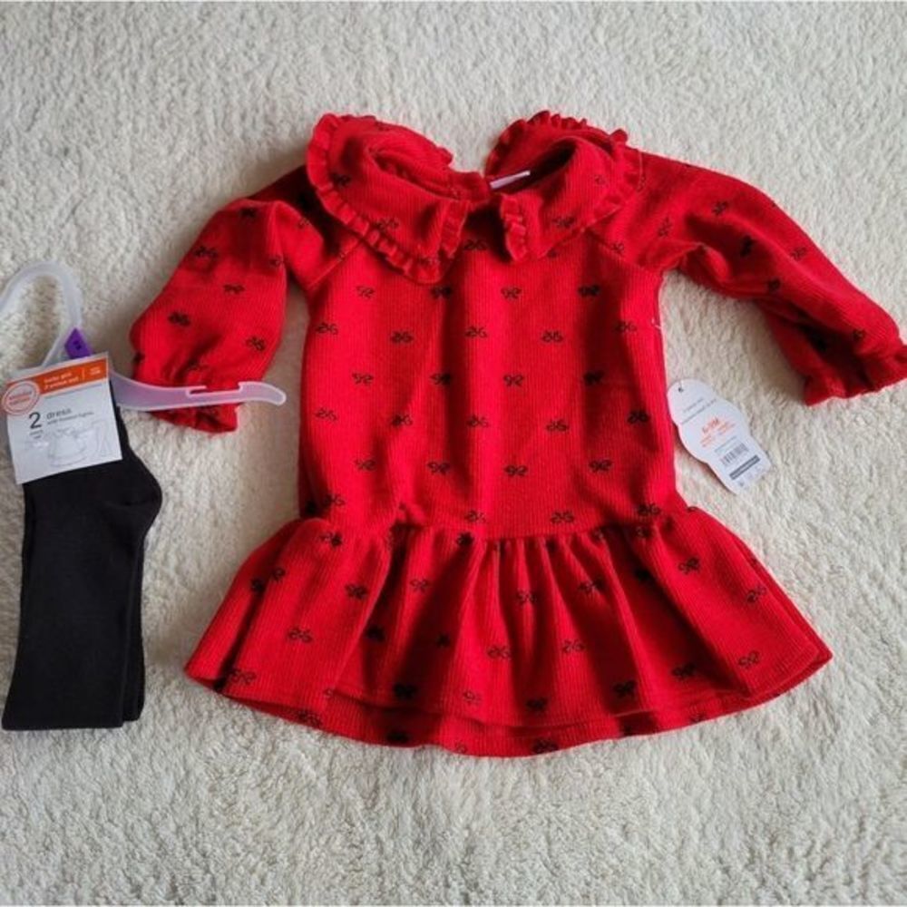 New baby girl Christmas Valentine's day  holiday dress +tights set